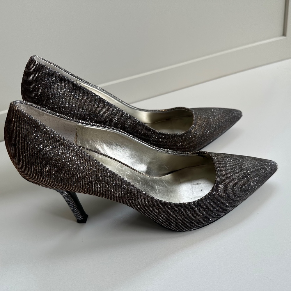 Nine West Gold Glitter Heels
